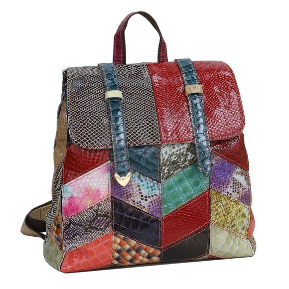 Random Multicoloured Backpack Genuine Leather Shoulder Handbag Colorful >:) - Picture 1 of 7